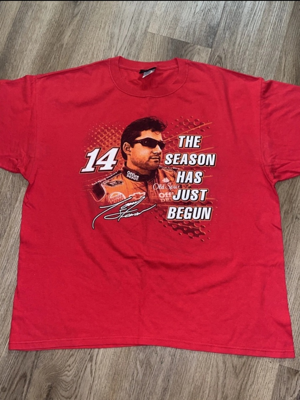 tony stewart Red Graphic Racing Crew Neck T-Shirt nascar y2k